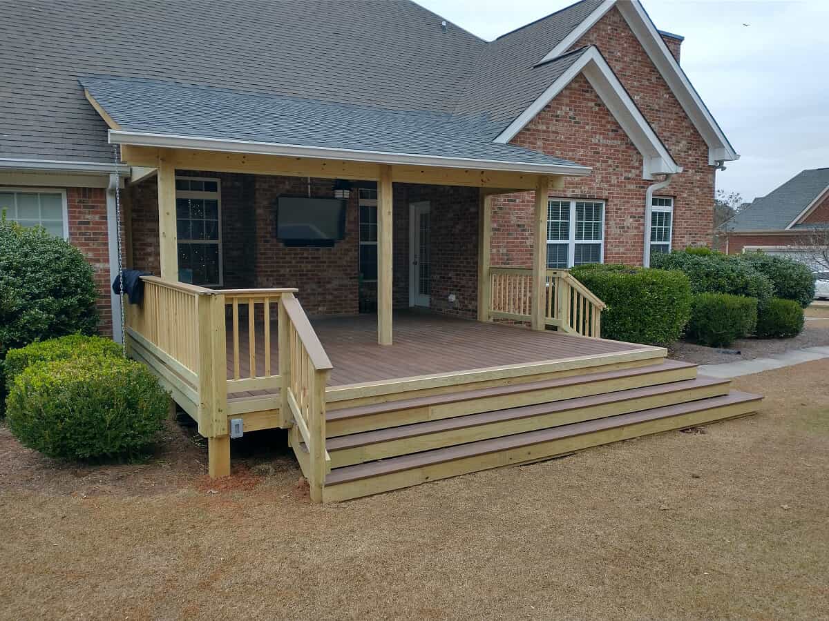 low maintenance outdoor living combo with porch and deck 